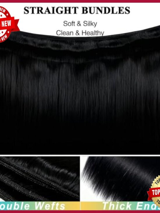 32 Inch Straight Human Hair Extensions 3 Bundles 100% Unprocessed main image 5